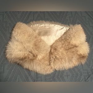 Vintage fox fur shrug wrap with new champagne satin lining